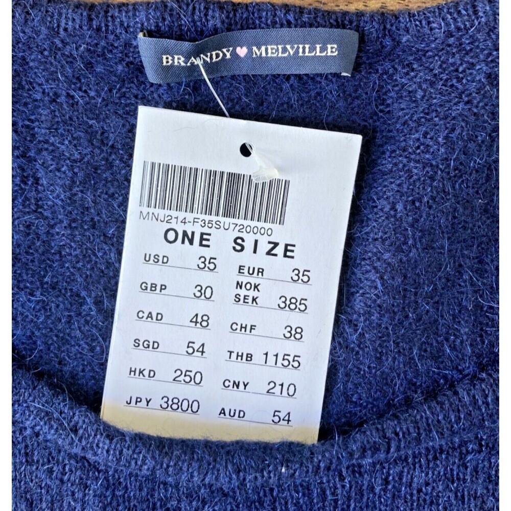 Brandy Melville Mohair Sweater Navy One Size Navy Lightweight Spring Summer - Picture 3 of 4